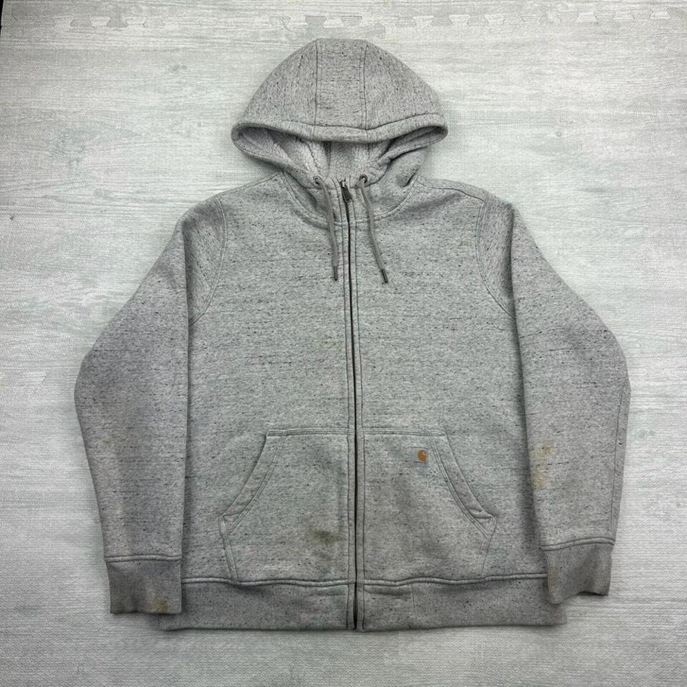 Carhartt Clarksburg Hoodie Womens XL Gray Full Zip Sherpa Lined Relaxed Fit
